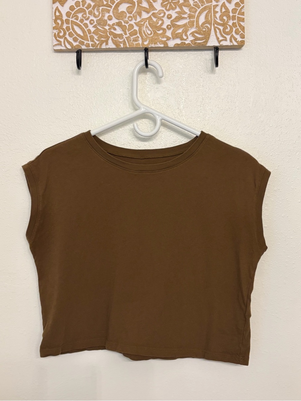 Madewell Soft-Fade Cotton Crewneck Cropped Muscle Tank Top Brown - Size XS